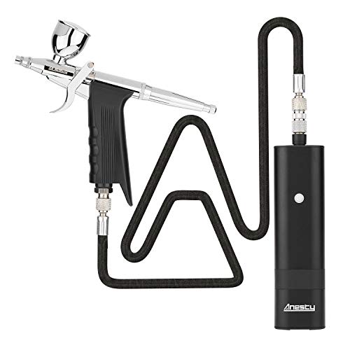 AHPPro High Pressure Cordless Airbrush Kit, Portable Airbrush Compressor,Connect Air hose Compressor for Makeup,Cake Decoration,Barber, Painting Model,Painting Nail Black
