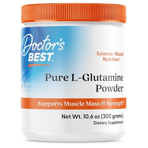 Doctors Best Pure L-Glutamine Powder, Supports Muscle Mass &amp; Strength, Non-GMO, Gluten Free, Soy Free, Vegan Net Wt. 10.6 oz (300 Grams)
