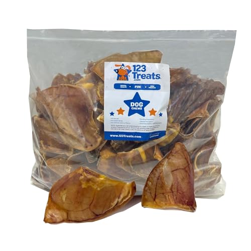 Natural Pig Ears for Dogs, 100% Natural Long Lasting Pork Dog Chews, Ideal for All Chewers, Delicious and Healthy Dog Treats, Pig Ears Large and Mix (one Pack of 100)