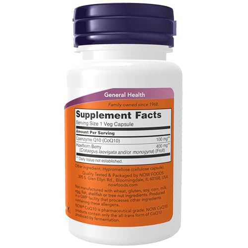 NOW Foods Supplements, CoQ10 100 mg with Hawthorn Berry