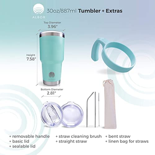 20 oz Insulated Coffee Tumbler With Lid and Straw, Insulated Water Bottle, Stainless Steel Tumbler, Leak Proof Water Bottle, Travel Coffee Mug (Mint, 20 oz)