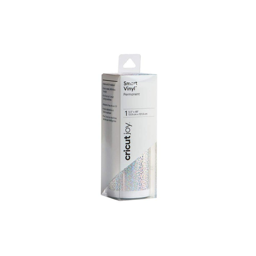 Smart Permanent Vinyl (5.5in x 48in, Silver Sparkle) for Joy machine - matless cutting for shapes up to 4ft, & repeated cuts up to 20ft