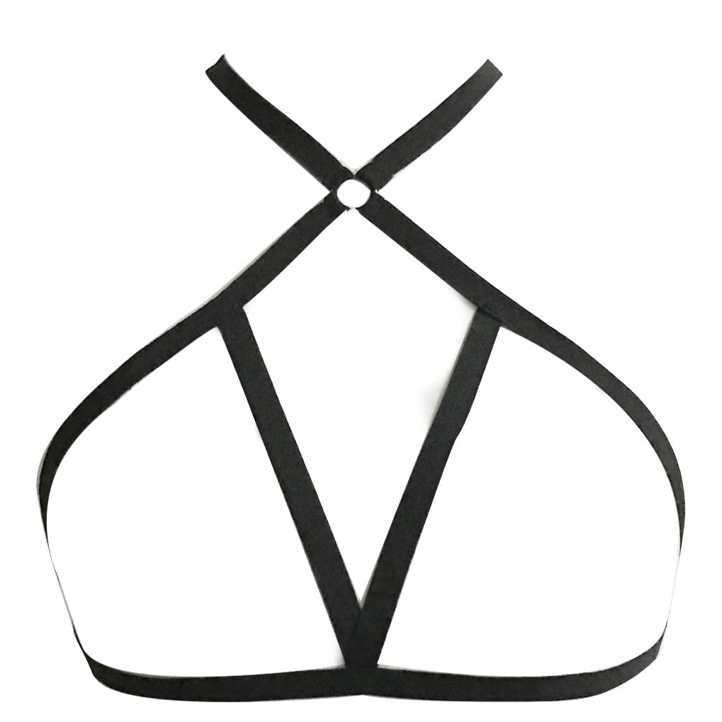 Black Bra Body Chain Belt Elastic Bra Body Chain Sexy Black Body Chain Belt Jewelry for Women and Girls(A)