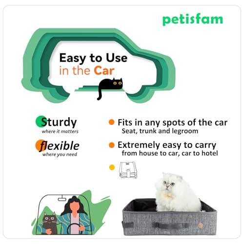 Portable Litter Box for Easy Travel with Cats and Kitties with 1 Collapsible Bowl and 1 Scoop Medium Grey