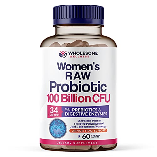 Dr. Formulated Raw Probiotics for Women 100 Billion CFUs Capsules with Prebiotics, Digestive Enzymes, Approved for Adults, Shelf Stable Supplement
