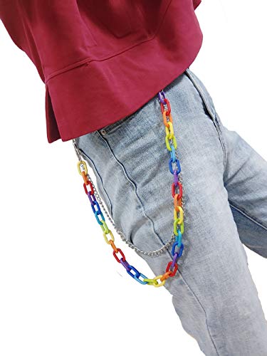 Women Men Rainbow Trousers Chain Hip Hop Punk Pants Wallet Key Chain Colorful Acrylic Gothic Rock Jean Pant Chain Waist Chain (colorflul)