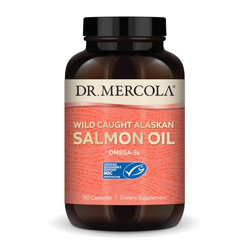 Wild Caught Alaskan Salmon Oil, 30 Servings (90 Capsules), Omega-3s, Dietary Supplement, Supports Healthy Brain & Cognitive Function, Non-GMO, MSC Certified