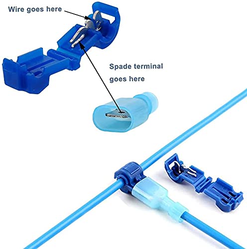 T-Tap Wire Connector, 60Pcs(30 Pairs) Self-Stripping Electrical T Tap Wire Connectors Quick Splice Spade Wire Crimp Terminal Kit with Nylon Fully Insulated Male Quick Disconnect
