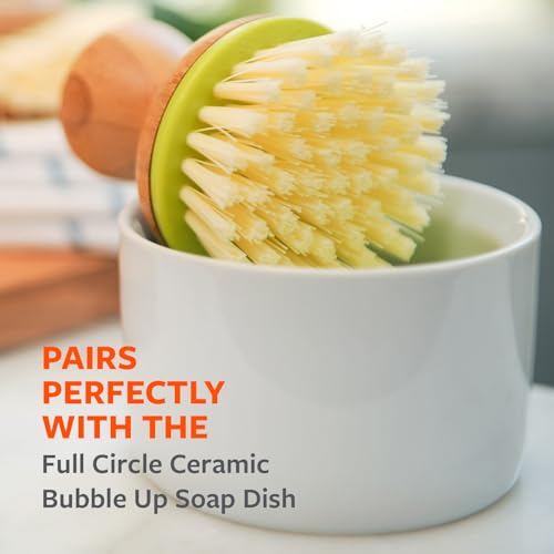 Full Circle, Green Bubble Up Bamboo Dish Brush, White, 