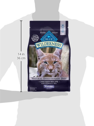 Wilderness Natural Mature Dry Cat Food for Cats 7+ Years, High-Protein and Grain-Free Diet, Supports Immune System Health and Energy to Stay Active, Chicken, 5-lb. Bag