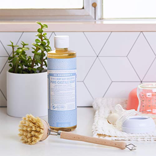 Dr. Bronner&#39;s - Pure-Castile Liquid Soap (Baby Unscented, 16 ounce, 2-Pack) - Made with Organic Oils, 18-in-1 Uses: Face, Hair, Laundry and Dishes, For Sensitive Skin and Babies, No Added Fragrance