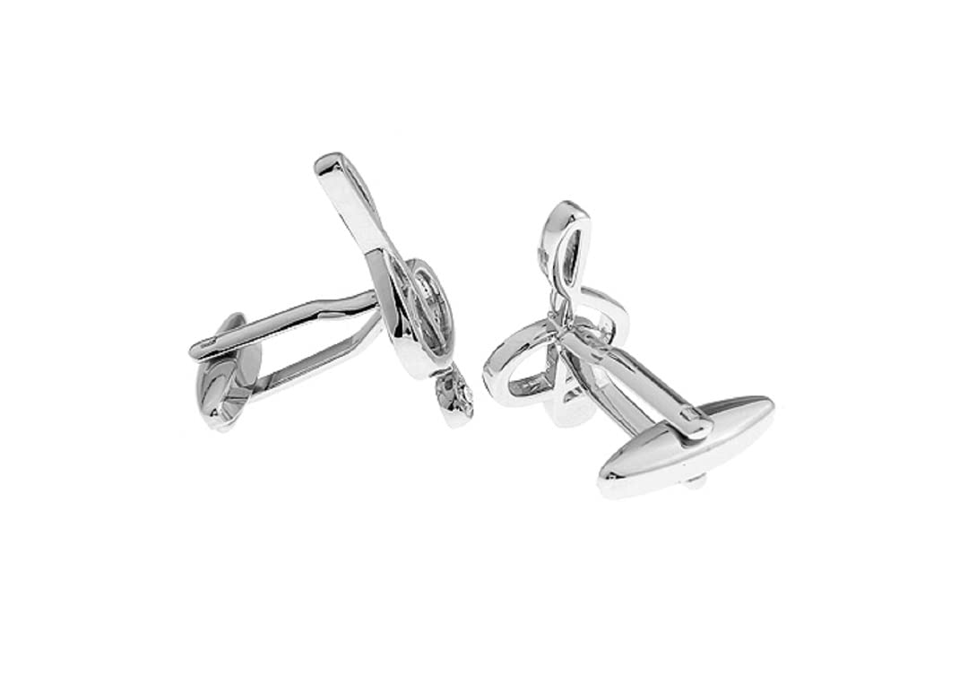MRCUFF Treble Clef Music Note Crystal Pair of Cufflinks