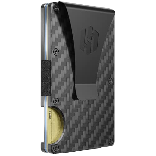 Wallet For Men - Reinvented Design Men's Wallet - Slim, Minimalistic & Seamless, Blocks RFID Scanners, Holds 12 Cards & Has a Money Clip (Carbon Fiber)