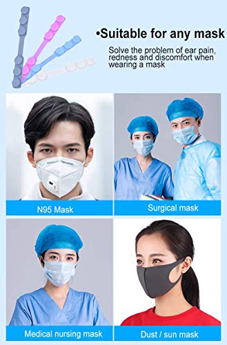 4 PCS Extended Silicone Bands Anti-Tightening Strap for Masks to Prevent Ear Pain,Adjustable Comfort mask Grips Extension Buckle Holder Hook Ear Strap,4 Color