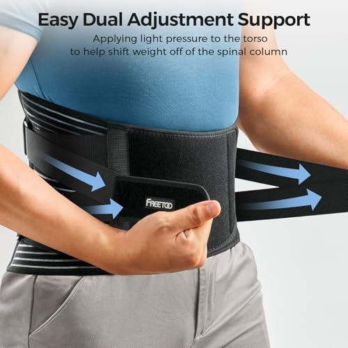 Back Braces for Lower Back Pain Relief with 6 Stays, Breathable Back Support Belt for Men/Women for work , Anti-skid lumbar support belt with 16-hole Mesh for sciatica(L)