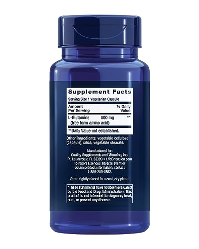 L-Glutamine, 500 mg L-glutamine, Amino Acid, Supports Muscle Health and Immune Health, Gluten-Free, Non-GMO, 100 Vegetarian Capsules