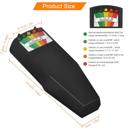 EMF Meter, 5 LED Magnetic Field Detector, Ghost Hunting Equipment Tester for Home, Office &amp; Outdoor Inspections