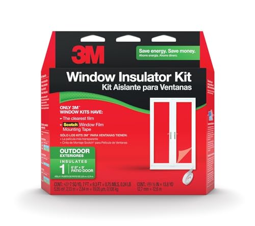 3M Outdoor Patio Door Clear Insulation Kit, Heat or Cold Window Insulation Kit for Large Windows and Sliding Doors, 1-Door Kit, 7 ft. X 9.3 ft.