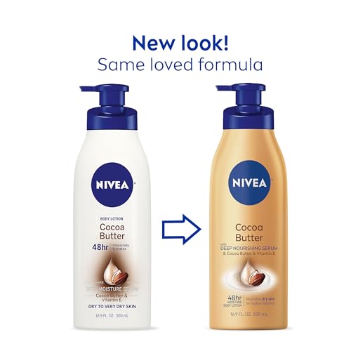 NIVEA Cocoa Butter Body Lotion with Deep Nourishing Serum, Scented Body Lotion, 16.9 Fl Oz Pump Bottle
