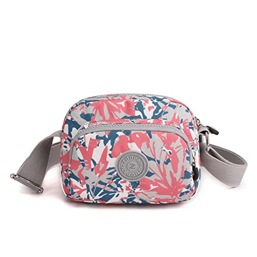 Crossbody Purses for Women Lightweight Small Travel Bag Shoulder Purses and Handbags with Multi Zipper Pockets (Colorful Flower)