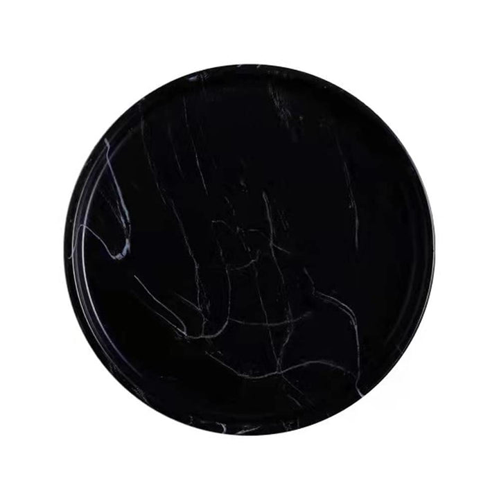 Elegant Marbled Round Jewelry Dish Key Holder, Black Ce