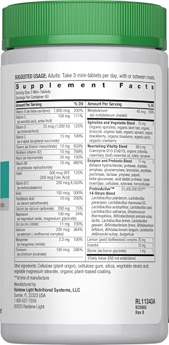 - 50+ Mini-Tablet Food-Based Multivitamin - Age-defense Formula Probiotic and Antioxidant Formula; Vitamins and Minerals Support Immune, Heart, Skin, Eye, Bone and Prostate - 180 Tablets