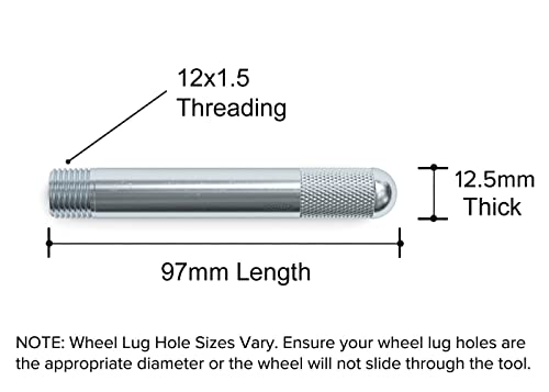 Steel Wheel Hanger Alignment Pin Guide Tool - Metric 12x1.5 Threads - Wheel Lug Bolt Automotive Mechanic Tool Compatible with BMW Mercedes Volkswagen, Wheel Mounting Guide Bolt M12x1.5 1pc