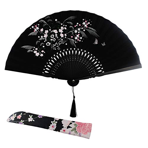 Grassflowers Folding Hand Held Fans - with a Fabric Sleeve for Protection for Birthday Gifts - Womens Folding Hand Fan Chinese/Japanese Vintage Style Handheld Folding Fan Home Decorations