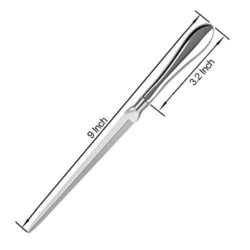 2 Pack Letter Opener, Envelope Open Slitter Metal Letter Opening Knife Silvery Hand Envelope Slitter for Home Office Supplies (9 Inch)