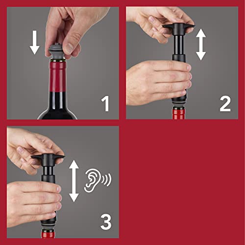 Wine Saver Vacuum Stoppers - Set of 4 - Gray - for Wine Bottles - Keep Wine Fresh for Up to a Week with Airtight Seal - Compatible with Wine Saver Pump