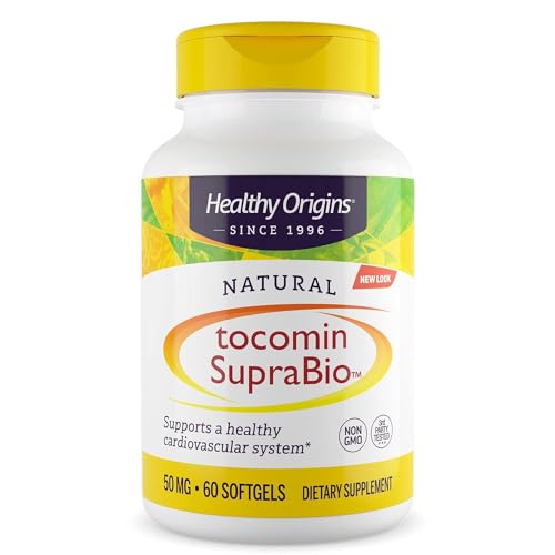 Tocomin SupraBio (Tocotrienols), 50 mg - Supports Heart Health &amp; Cardiovascular System - Tocotrienol &amp; Vitamin E Supplement - Gluten-Free Skin Support - 60 Softgels