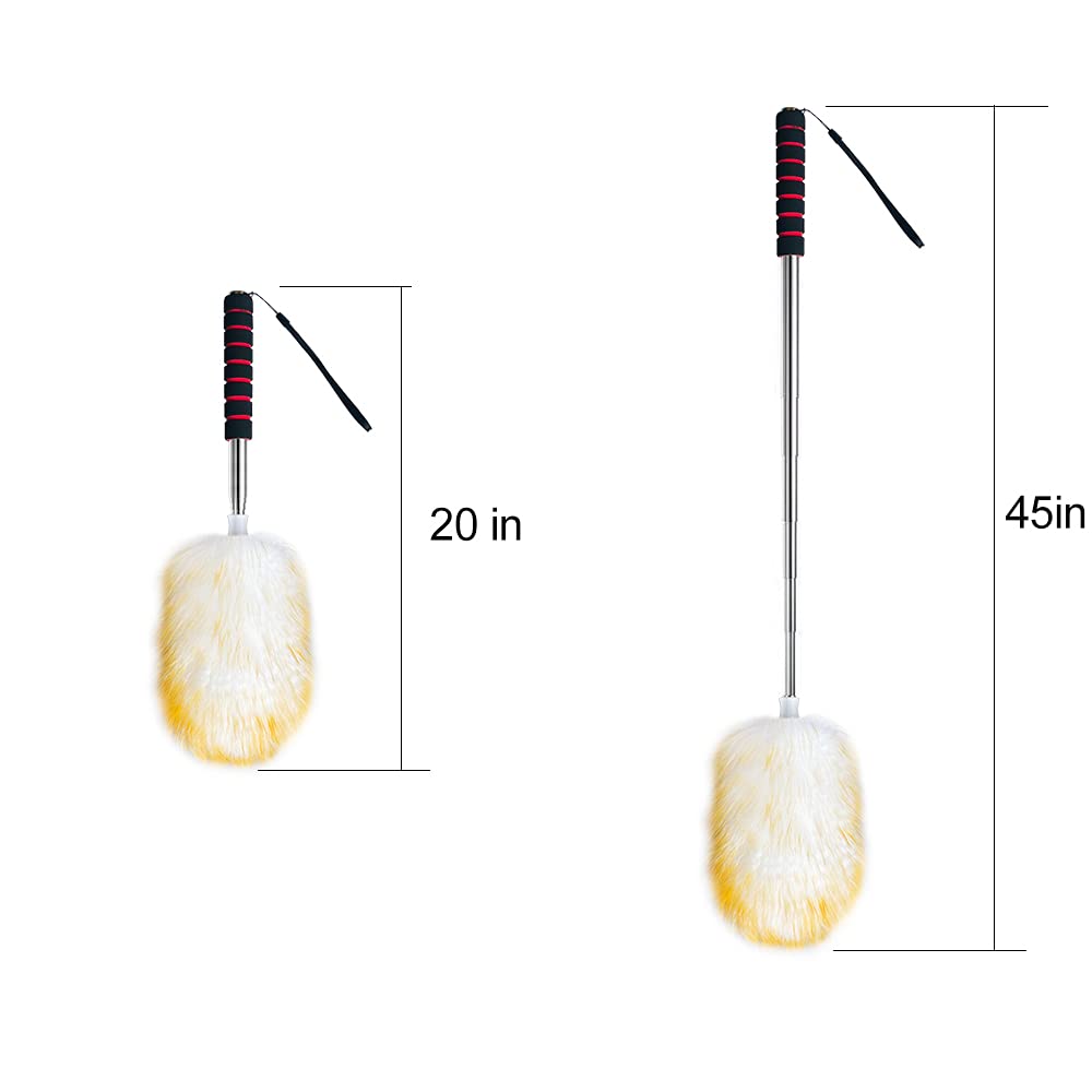MKUN Lambs Wool Feather Duster extendable Stainless Ste