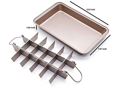 Non Stick Brownie Pans with Dividers Baking Pan with Built-In Slicer 18 Pre-slice Brownie Baking Tray Square Small Brownie Pan for Chocolates Candies and Cakes