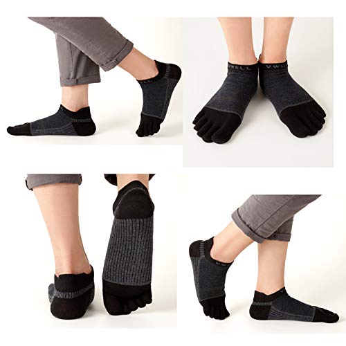Cotton Toe Socks Five Finger Socks No Show Crew Athletic Running Socks 4 Pairs,Size 7-11
