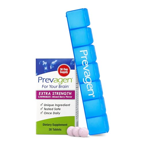 Extra Strength 20mg, 30 Chewables |Mixed Berry| with Apoaequorin & Vitamin D and 7-Day Pill Minder