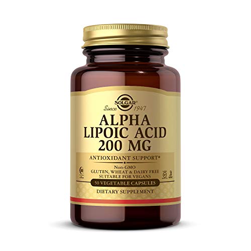 Solgar Alpha Lipoic Acid 200 mg, 50 Vegetable Capsules - Antioxidant Support - Helps to Recycle Glutathione, Vitamin C &amp; E, CoQ-10 - Non-GMO, Vegan, Gluten Free, Dairy Free, Kosher - 50 Servings