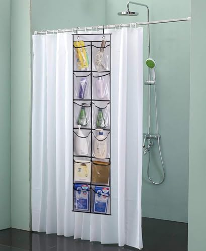 Over The Narrow Door Shoe Organizer with 12 Crystal Pockets Hanging Closet Door (2 Packs, White)