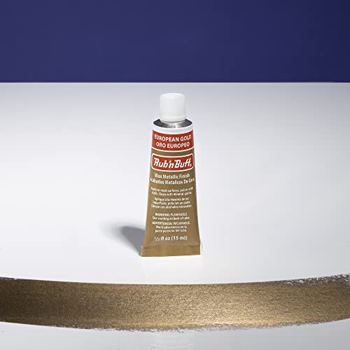 Rub n Buff Wax Metallic Finish - Rub n Buff European Gold 15ml Tube - Versatile Gilding Wax for Finishing Furniture Antiquing and Restoration - Rub and Buff Colors Single Tube