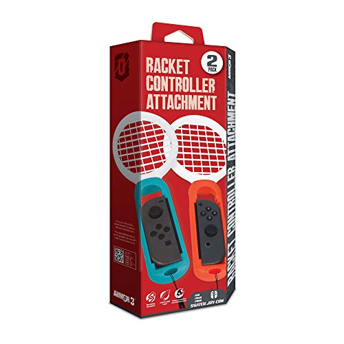 Armor3 Racket Controller Attachment for Switch Joy-Con (Blue/ Red) (2-Pack)