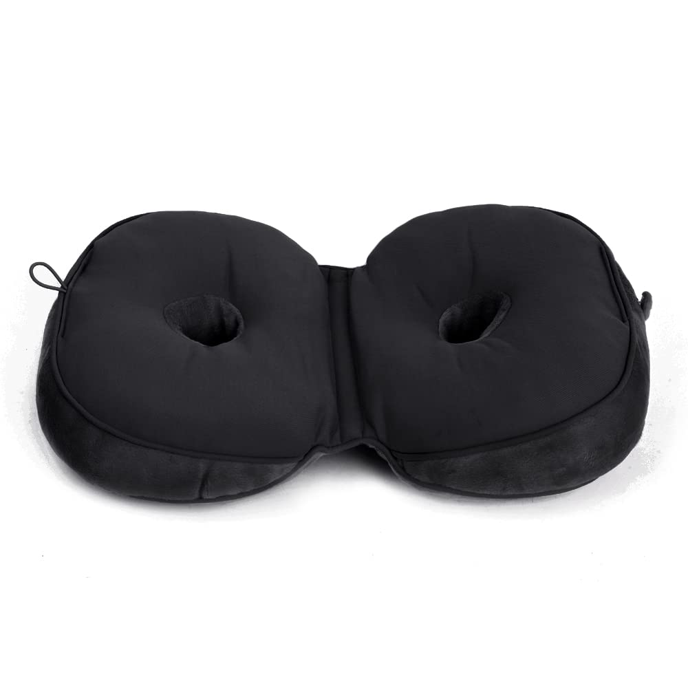 Dual Comfort Cushion Lift Hips Up Seat Cushion,Multifunction Foldable Beautiful Butt Posture Correction,for Hip and Tailbone Pain Office Home Chair and Car Seat Cushion (Black)