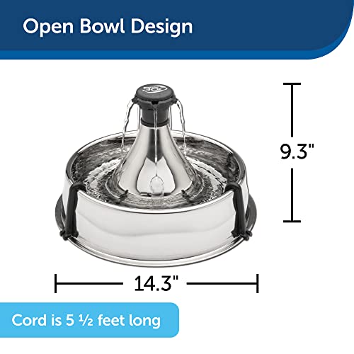 Drinkwell Stainless Steel 360 Multiple Pet Fountain - Scratch and Rust Resistant Automatic Water Dispenser for Cats or Dogs - Adjustable Flow Control - 128 Ounce (3.8 Liter) - Filters Included