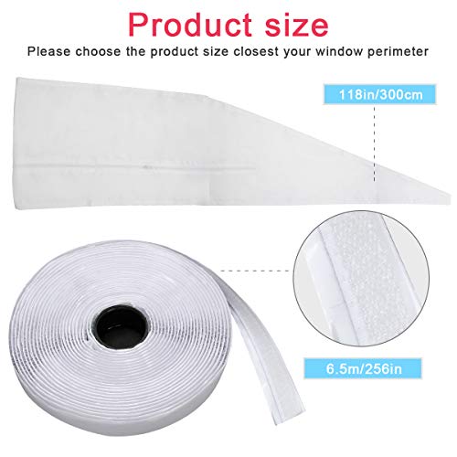 Portable Air Conditioner Window seal Kit, 158 Window Seal Kit for Portable Air-Conditioning with Zip and Adhesive Fastener White Airlock Sliding Window Seal Cloth for Mobile AC (118in/ 300cm)