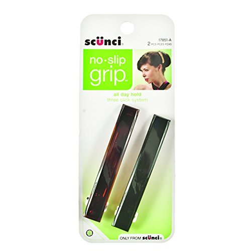 Scunci 1785103a048 No Slip Grip Barrettes Assorted Colors 2 Count