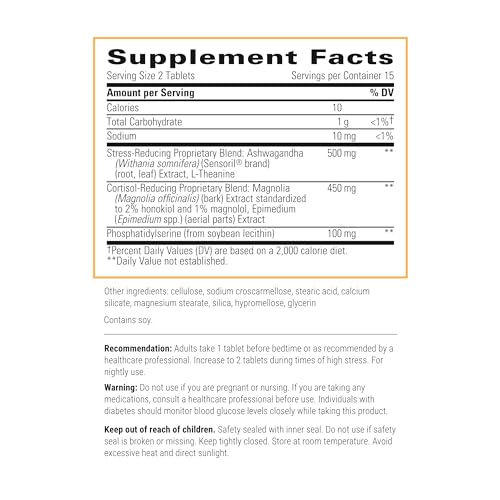 - Cortisol Manager - Supplement with Ashwagandha and L-Theanine - Supports Relaxation &amp; Calm* - 30 Tablets