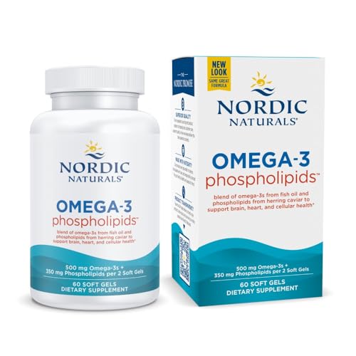 Omega-3 Phospholipids, Unflavored - 60 Soft Gels - 500 mg Omega-3 & 350 mg Phospholipids - Heart & Brain Health - Small, Easy-to-Swallow Soft Gels - Non-GMO - 30 Servings
