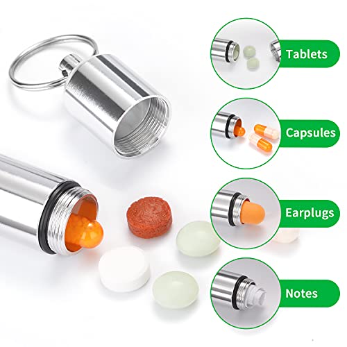 3 Pack Mini Keychain Pill Holder, Portable Small Pill Box Bottle for Purse, Waterproof Pocket Pill Case EDC Medicine Container Nitro Pill Fob Carrier for Outdoor Travel Camping