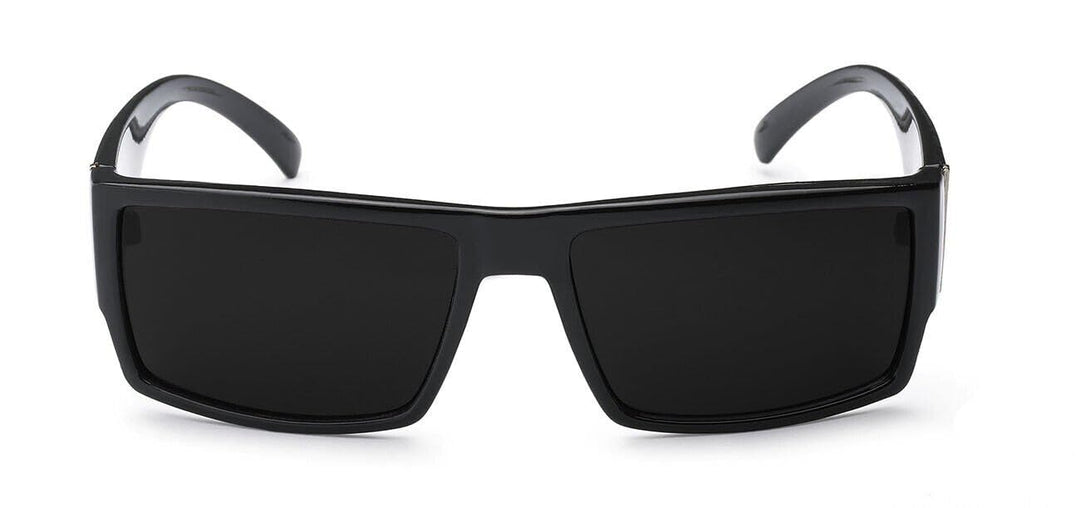 Mens Flat Top Gangster Sunglasses Black Silver Frame 91026 (Black), 5.5w x 1.75h