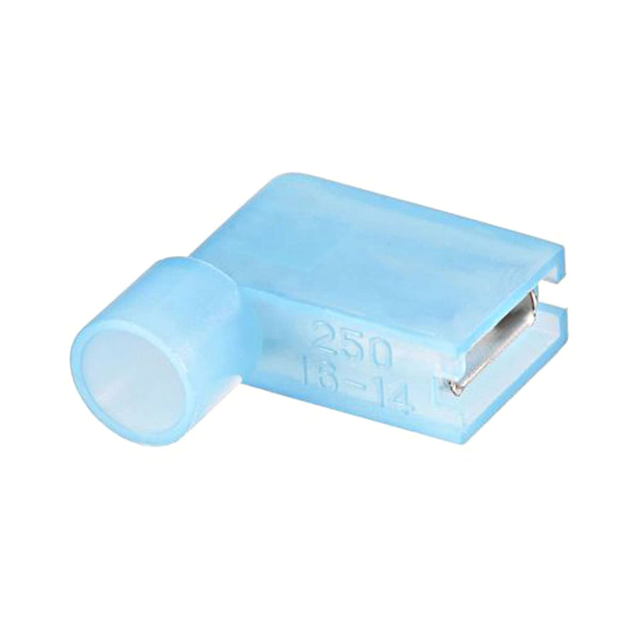 50PCS Nylon Flag Spade Quick Disconnects Female Wire Connector 18-14AWG 90 Degree Electrical Crimp Wire Terminals(Blue)