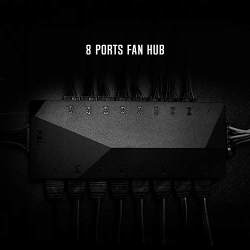 HA-02 Fan Hub for Computer Internal Fans, 8 PWM Ports+8 ARGB Ports, ARGB Motherboard Sync, PWM Functional Fan Adapter