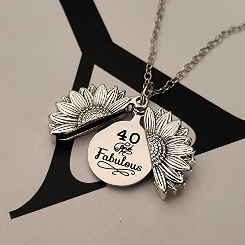 40th Birthday Gifts Sunflower Necklaces for Women 40 and Fabulous Pendant Neckelace for 40 Year Old Woman Birthday Gift for Sister Mom Wife 40 Yrs Old Birthday Gifts